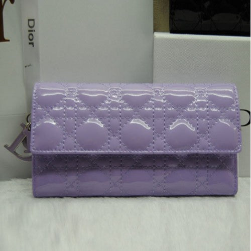 High Quality Luxury Dior Cd086 Wallet Lavender In Patent Leahter