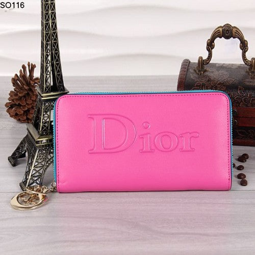 High Quality Luxury Christian Dior Peach Zipper Wallet 116