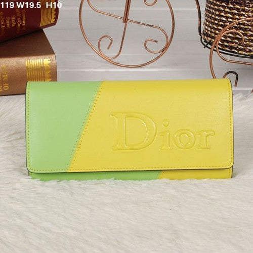 High Quality Luxury Christian Dior Multicolor Yellow/Lime Flap Wallet 119