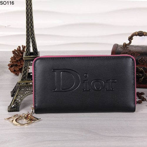 High Quality Luxury Christian Dior Black Zipper Wallet 116