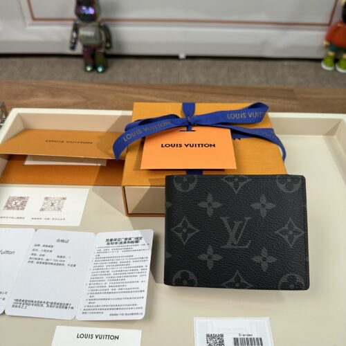 High Quality Luxury Louis Vuitton Monogram Eclipse Canvas Slender Wallet Black M62294 alternate view