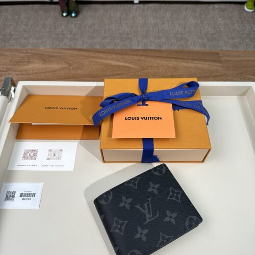High Quality Luxury Louis Vuitton Monogram Eclipse Canvas Slender Wallet Black M62294 product detail