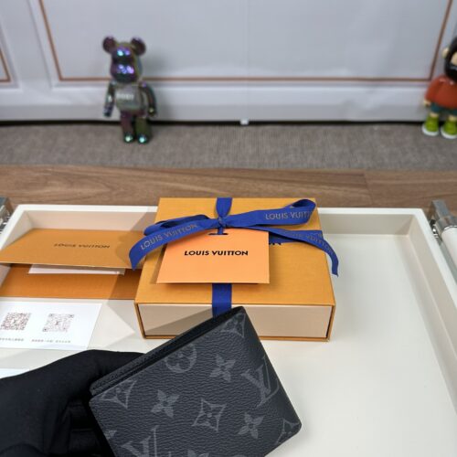 High Quality Luxury Louis Vuitton Monogram Eclipse Canvas Slender Wallet Black M62294 product detail