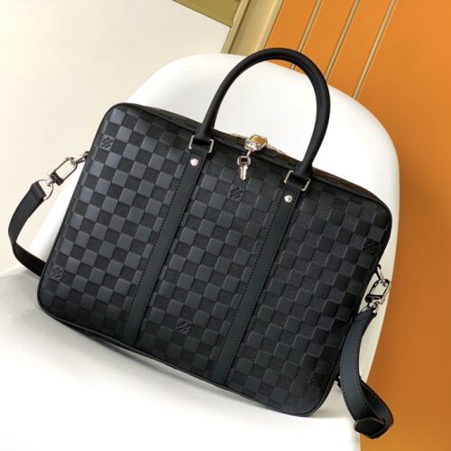 High Quality Luxury Louis Vuitton Porte-Documents Voyage PM N41478 Grey Plaid