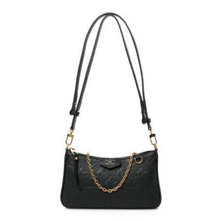 Louis vuitton black empreinte leather easy pouch on strap pm gold hardware