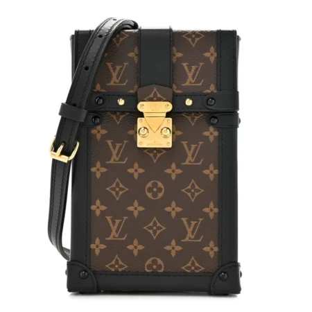 Louis Vuitton Black Monogram Canvas Pochette Trunk Verticale Brass Hardware