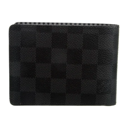 1:1 Mirror Quality Replica Louis Vuitton Bifold Wallet Black Canvas Design