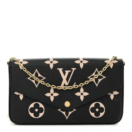 Superfake Louis Vuitton Felicie Pochette – Black & Beige Monogram