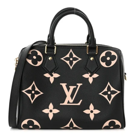 Empreinte Monogram Giant Speedy Bandouliere 25 in Black and Beige