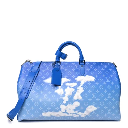 Mirror Quality Louis Vuitton Blue Keepall 50 Replica Handbag