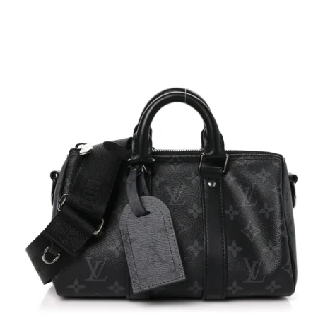 1:1 Quality Louis Vuitton Keepall Bandoulière 25 black and grey handbag