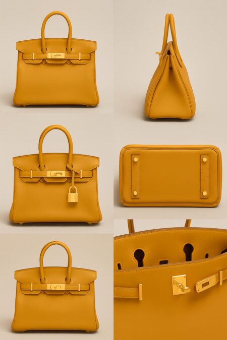 Hand Made High End Best Replica fake hermes Birkin Gold Genuine Swift leather