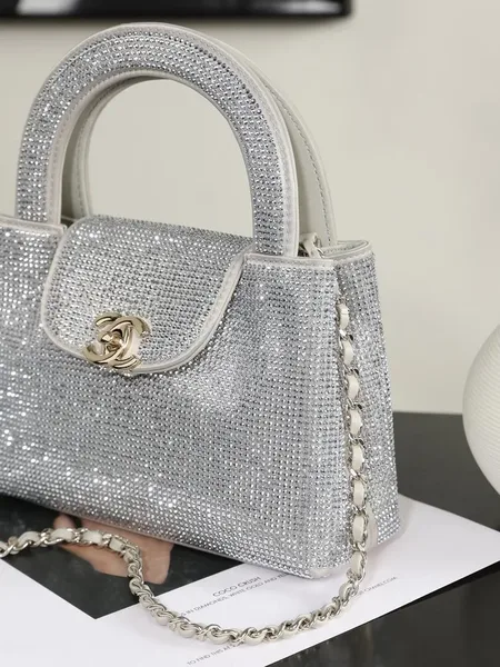 Chanel Mini Tote in Silvery Strass Gold Hardware product view 6