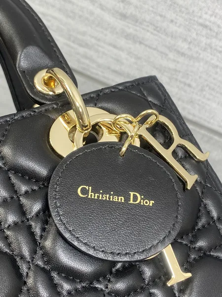 Dior Medium Lady Bag 24 In Black Gold Hardware product view 6