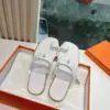 Hermès Women White Leather Flat Sandals product view 5