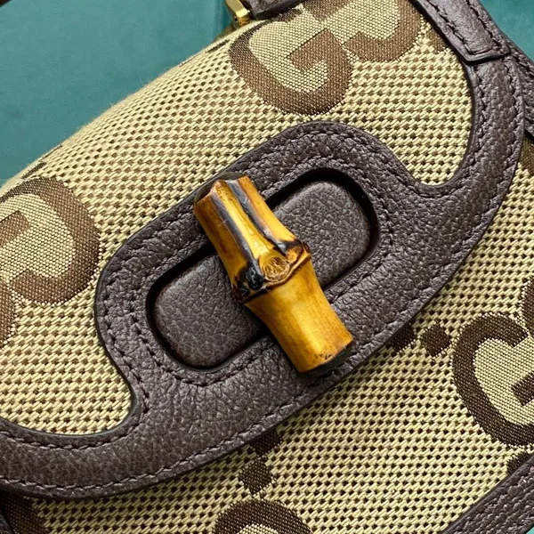 Gucci Bamboo Strap Bag with Brand Logo Pattern 17 cm product view 4
