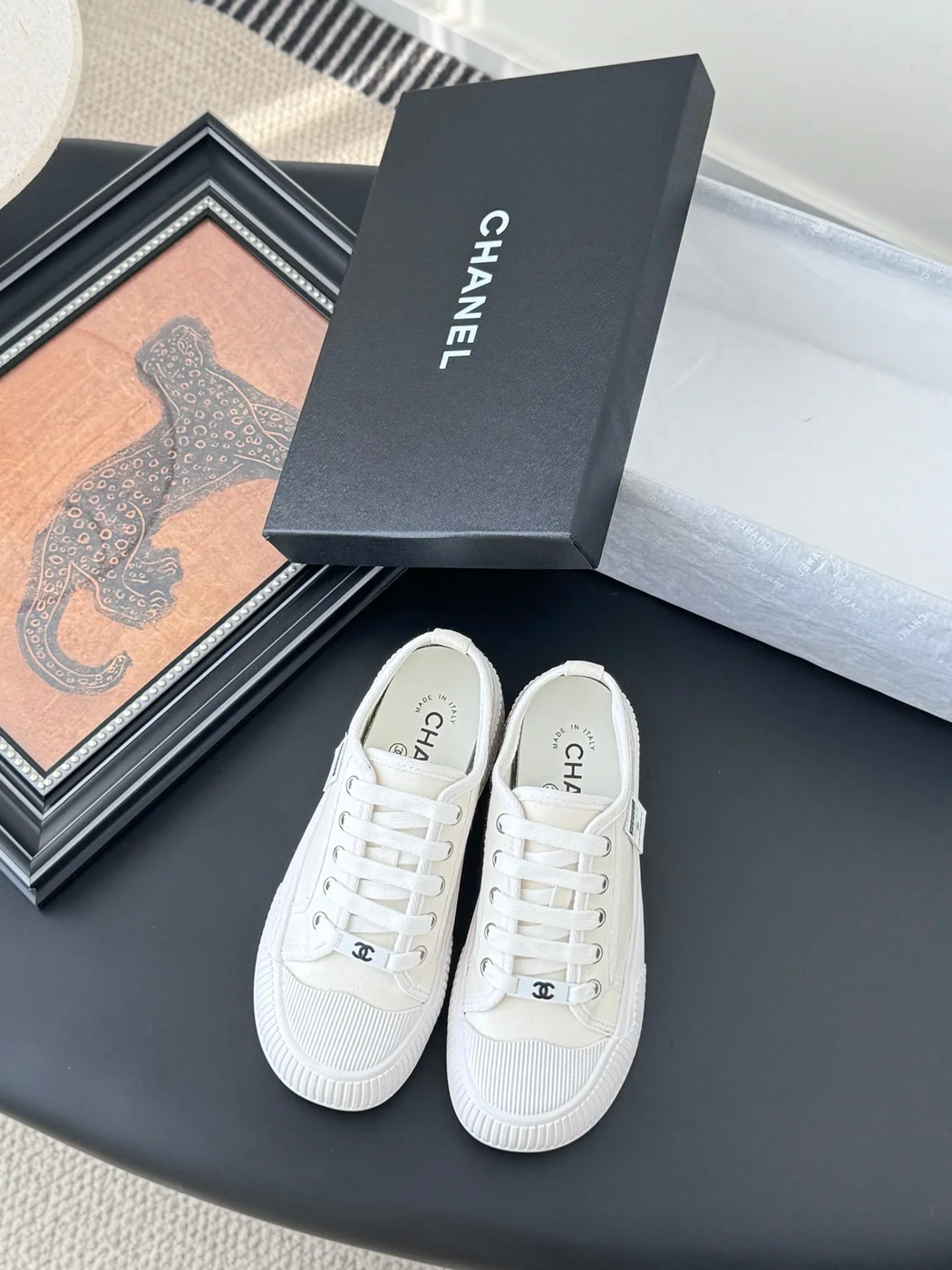 Chanel Women White Canvas Sneakers product view 1