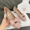 Valentino Women Pink Leather Bow Detail Flats product view 5