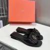 Hermès Women Black Leather Slippers product view 4