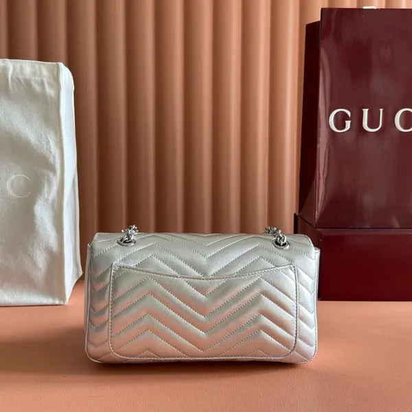 Gucci GG Marmont Bag 26 In Silver Lambskin product view 2