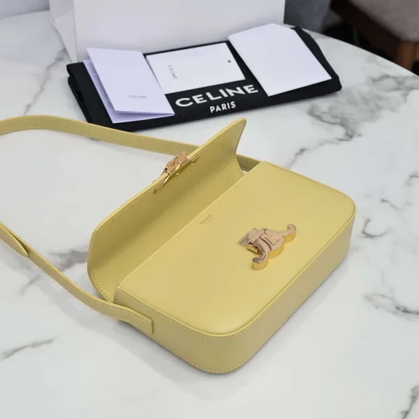 Celine Triomphe Handbag Bright Yellow Smooth Leather 20x12cm product view 6