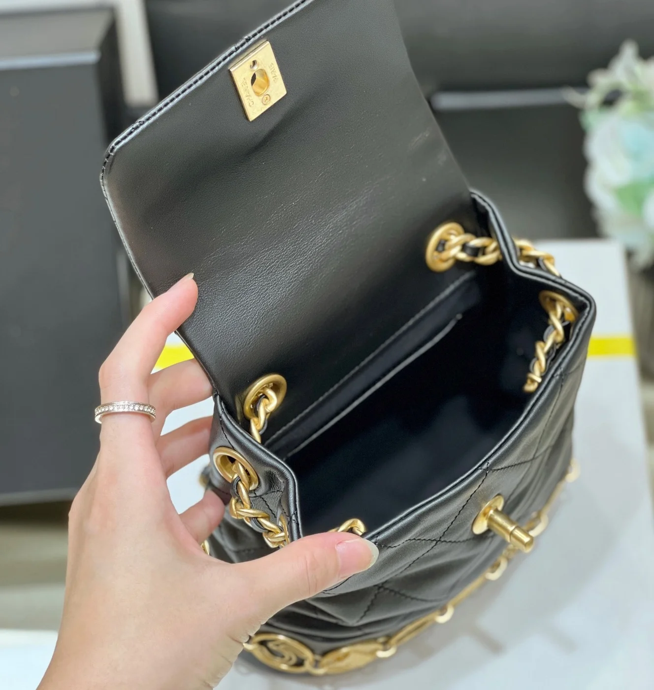 Chanel Charm Backpack Black Smooth Leather 18x18x8cm product view 2