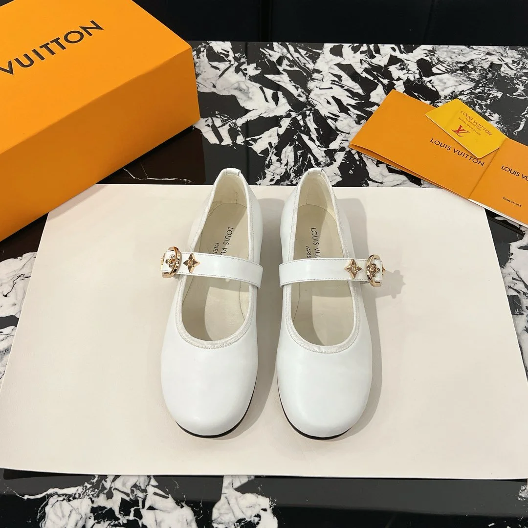 Louis Vuitton Women White Leather Mary Jane Loafers product view 1