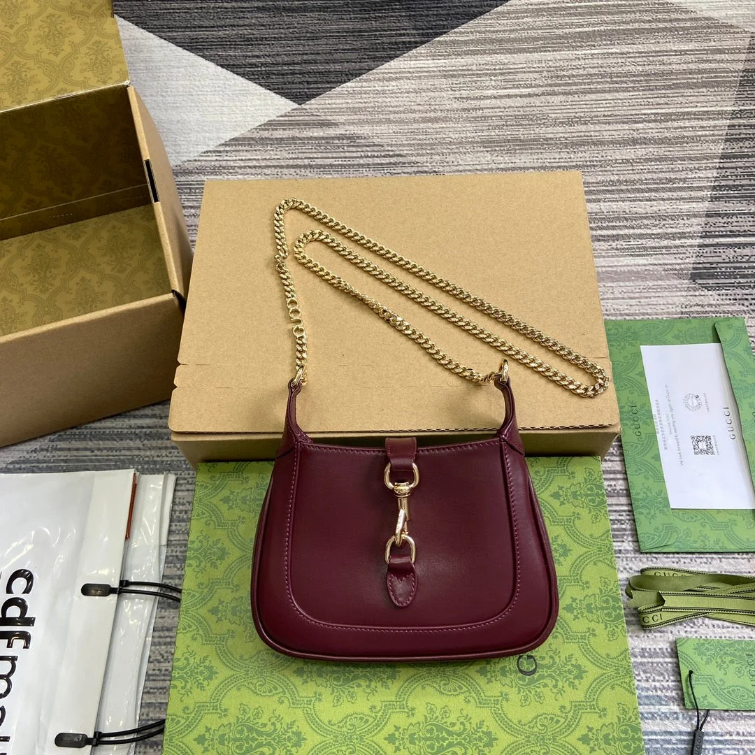 Gucci Jackie Notte Mini Bag 19 In Burgundy Red Calfskin Gold Hardware product view 1