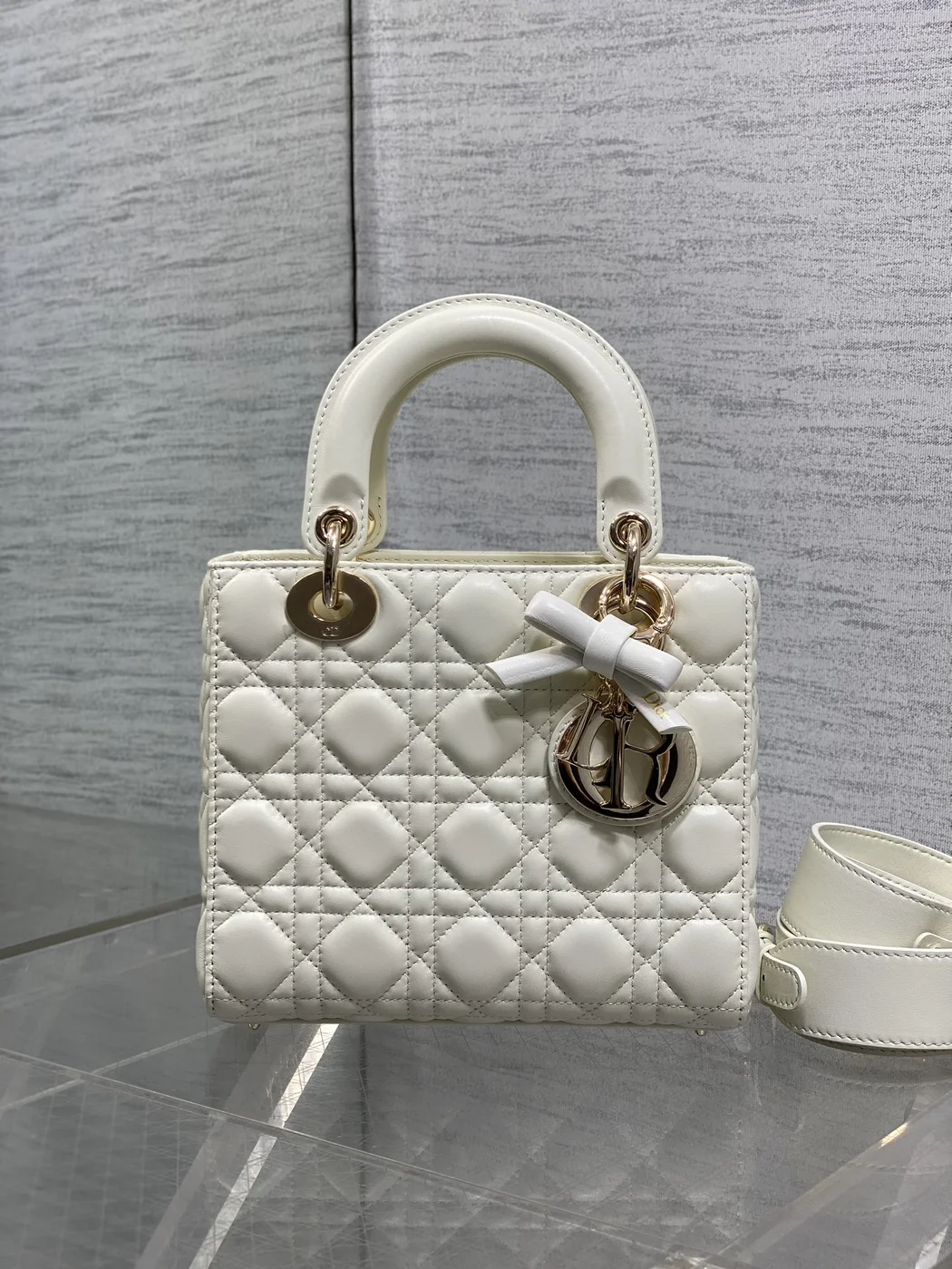Dior Lady Small White Gold Hardware Bag product view 2