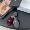 Chanel Women Burgundy Velvet Slide Sandals product view 4