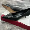 Valentino Women Black Leather Pointed Pumps product view 2