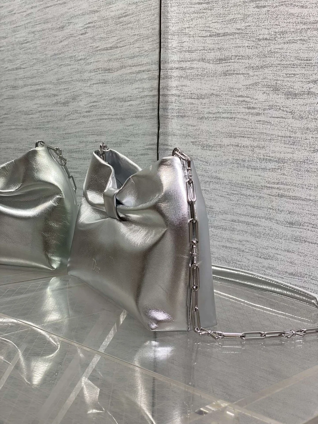 Dior Bow Bag Silver Lambskin product view 4