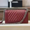 Chanel Boy Medium Handbag Woman’s V-Pattern Red Leather 25 cm product view 5