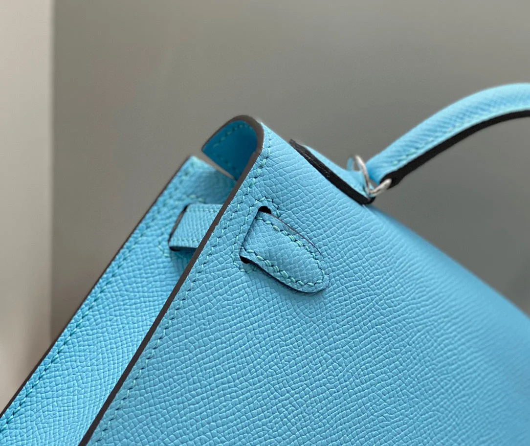 Hermès Kelly Mini 20 Sky Blue Epsom Silver Hardware Bag product view 2