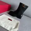 Valentino Women Black Leather Ankle Boots product view 5
