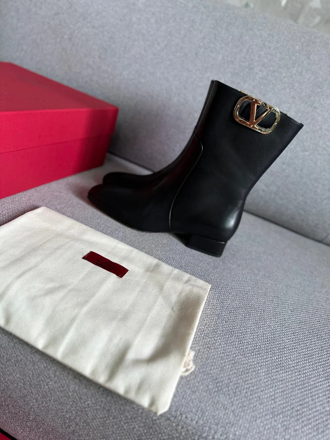 Valentino Women Black Leather Ankle Boots product view 5