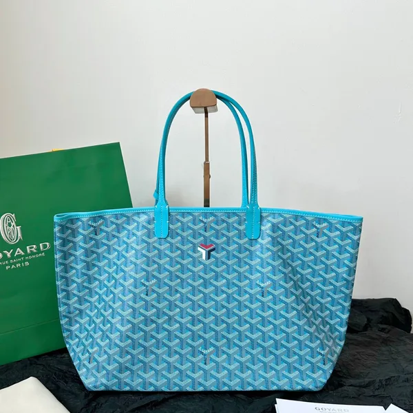 Goyard Blue Coated Canvas Leather Small Saint Louis Tote product view 1
