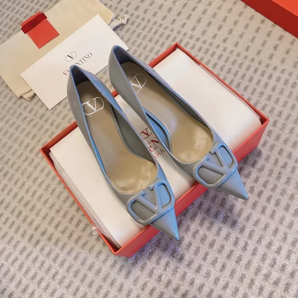 Valentino Women Gray Patent Leather Pointed Pumps product view 5