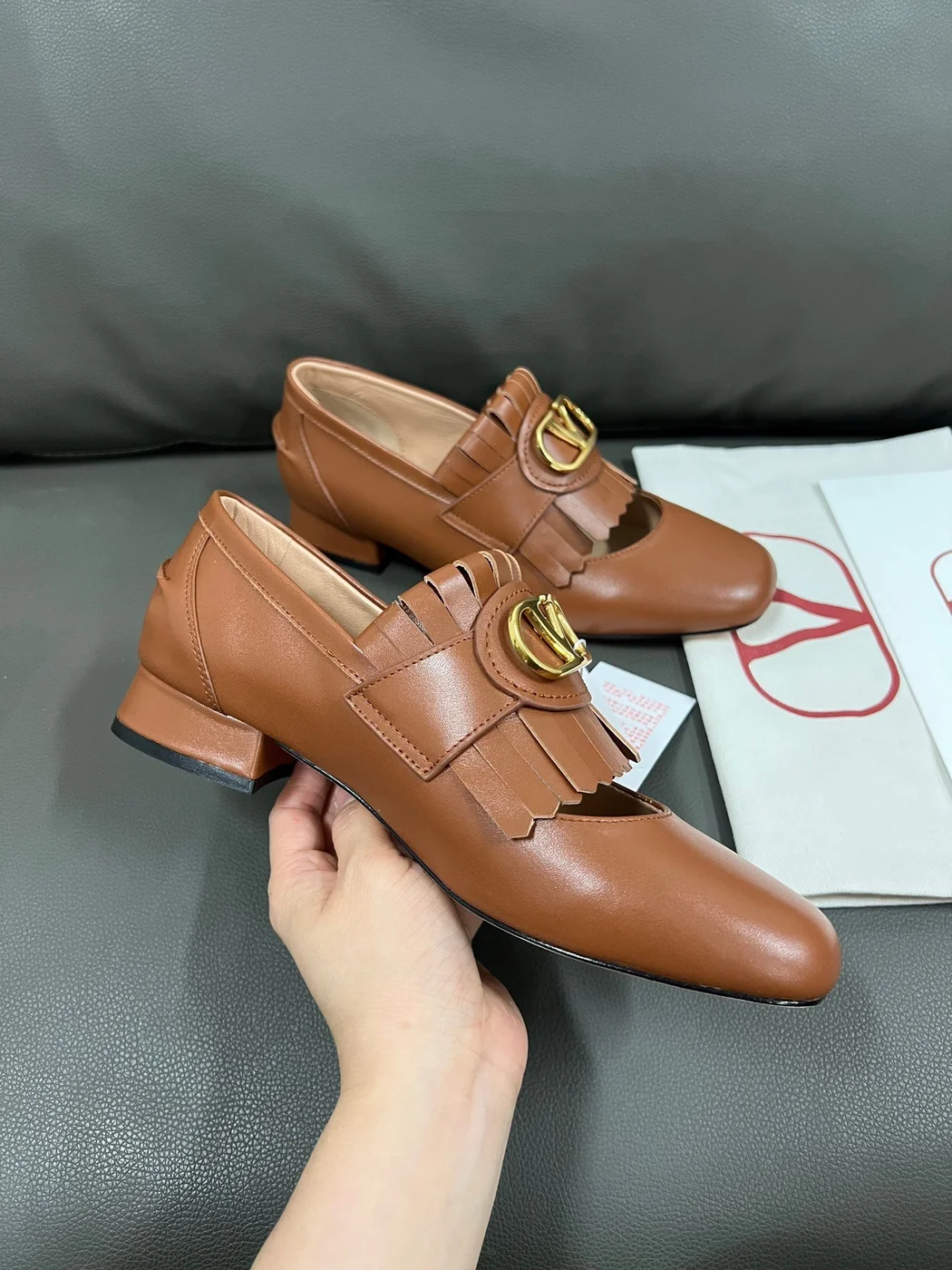 Valentino Women Brown Leather Loafers product view 6