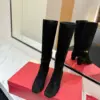 Valentino Women Black Suede Mid Heel Boots product view 4