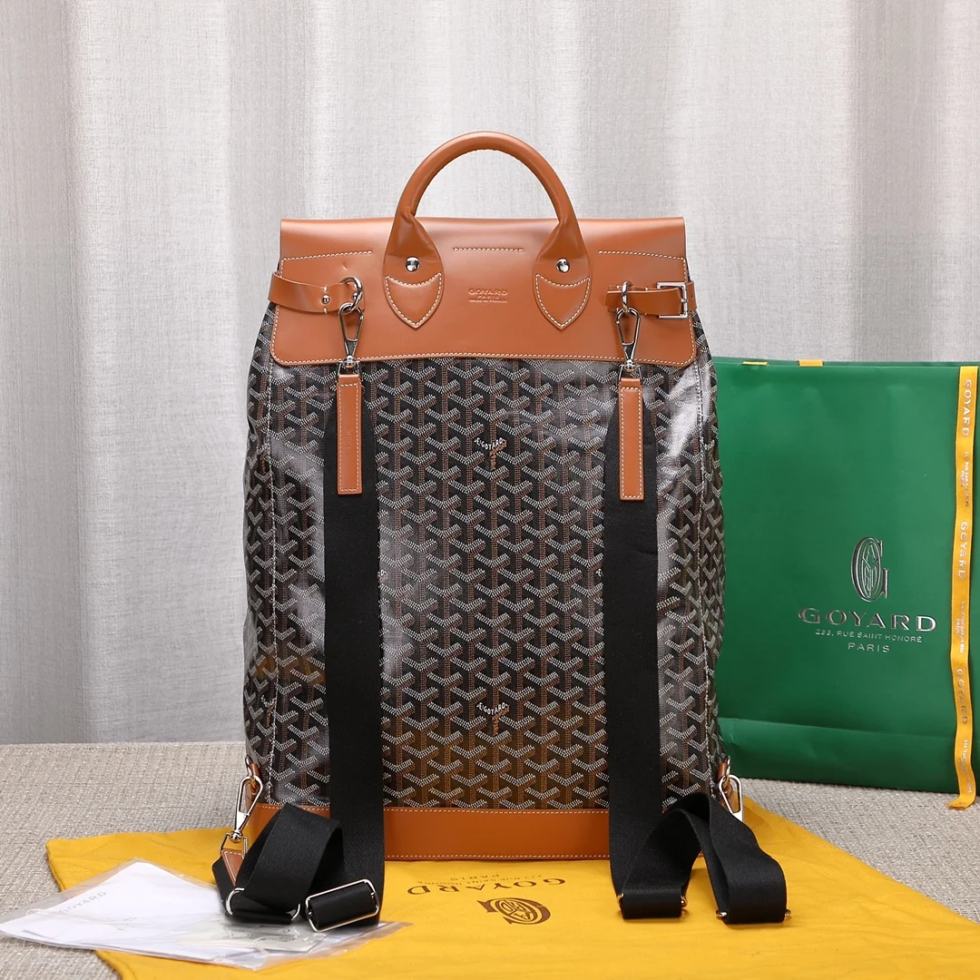 Goyard Black Goyardine Brown Leather Steamer Bag product view 7