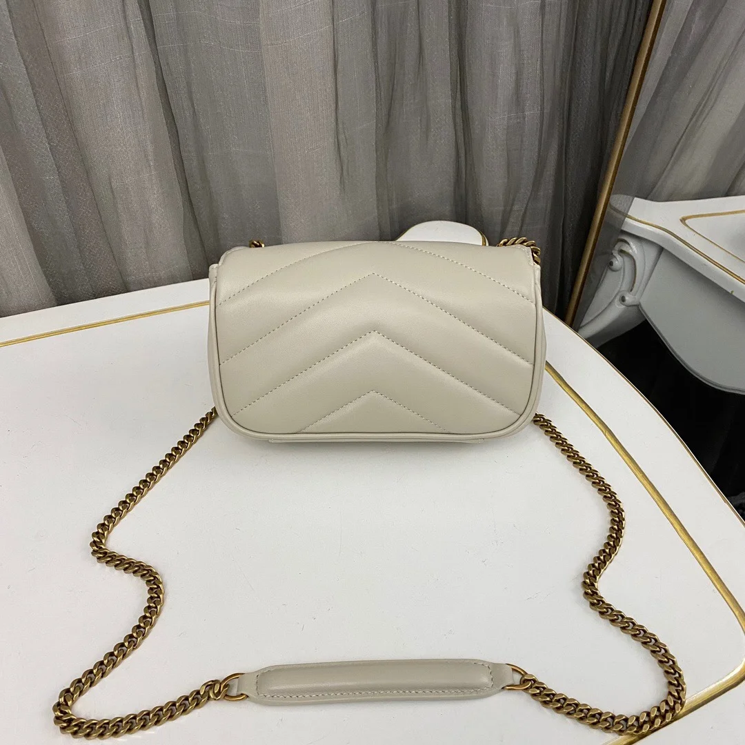 Saint Laurent Loulou medium in Matelassé Lambskin White Bag product view 2