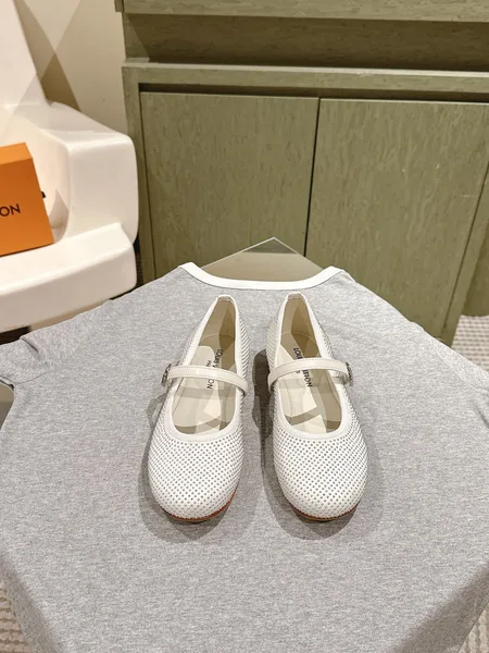 Louis Vuitton Women White Mesh Mary Jane Flats product view 1