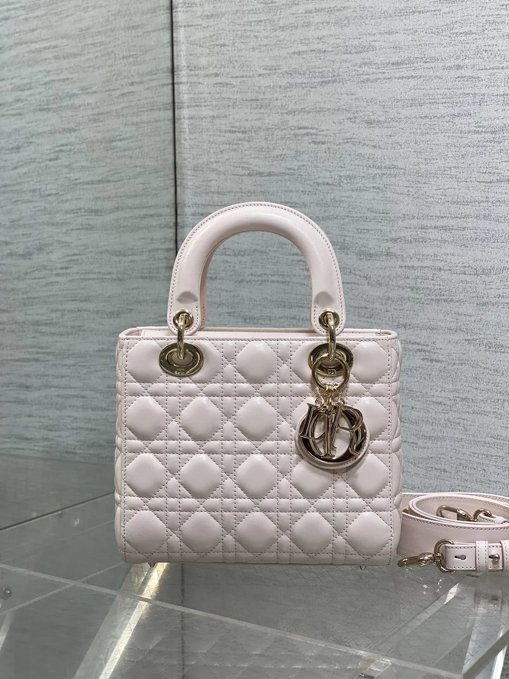 Dior Small Pink Cannage Top Handle Bag product view 2