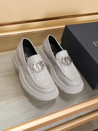 Dior Buffalo loafers in gray quilted leather product view 1