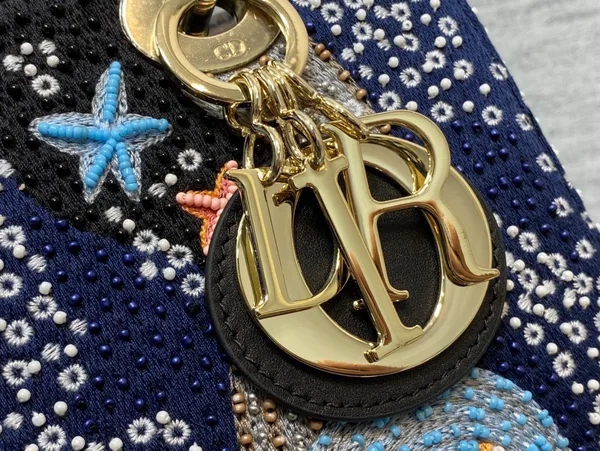 Dior Lady Handbag with Beaded Pattern 24 cm product view 3