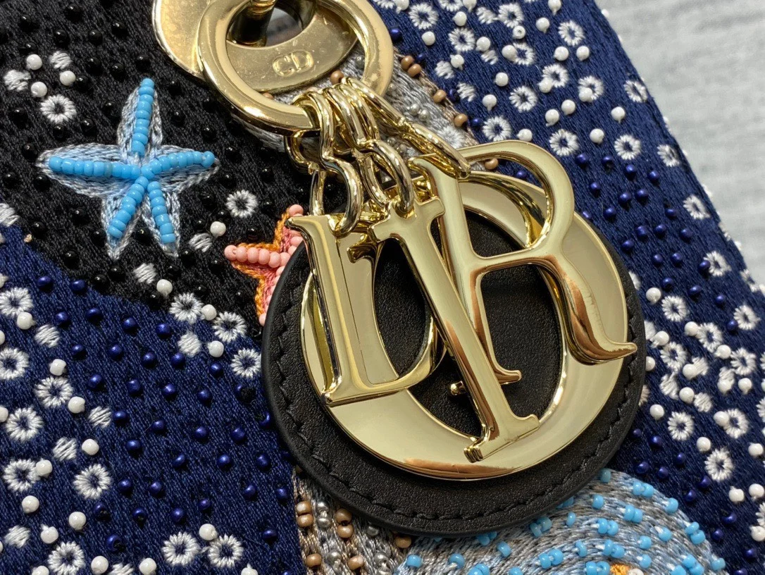 Dior Lady Handbag with Beaded Pattern 24 cm product view 3
