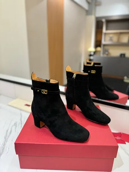 Valentino Women Black Suede Ankle Boots product view 1