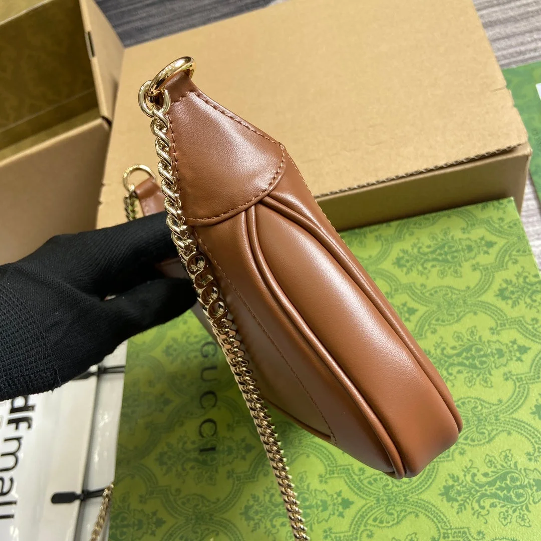 Gucci Jackie Notte Mini Bag 19 In Tawny Brown Calfskin Gold Hardware product view 7
