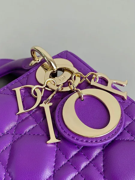 Dior Lady Mini Women’s Handbag Purple Cowhide 17 cm product view 3